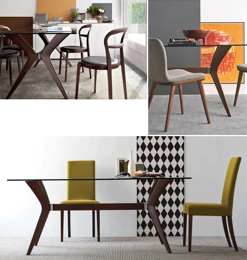 ガラスとウッドが織りなすモダンデザインダイニングテーブルCalligaris(カリガリス)「TOKYO(トーキョー)」