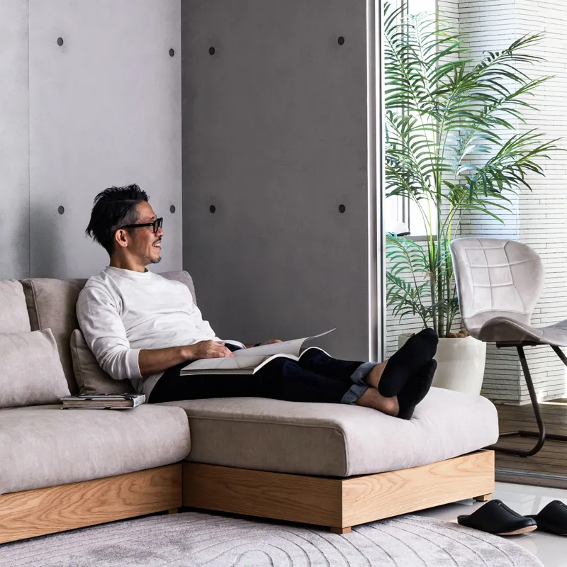 シンプルなローデザインの肘掛けなしシェーズロング「Lire（リール）」のサイズ