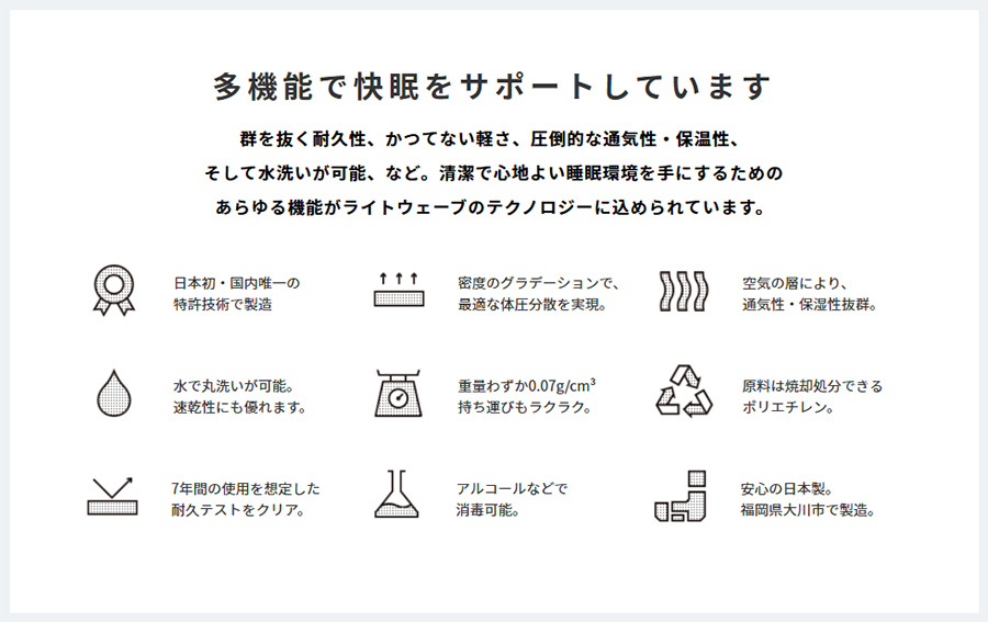 首をしっかり支えて自分好みに調整できる枕「NECK PILLOW（ネックピロー）」のデータ