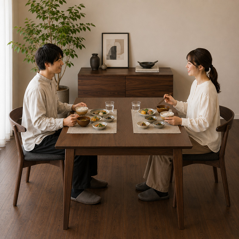 奥行80cmのダイニングテーブル