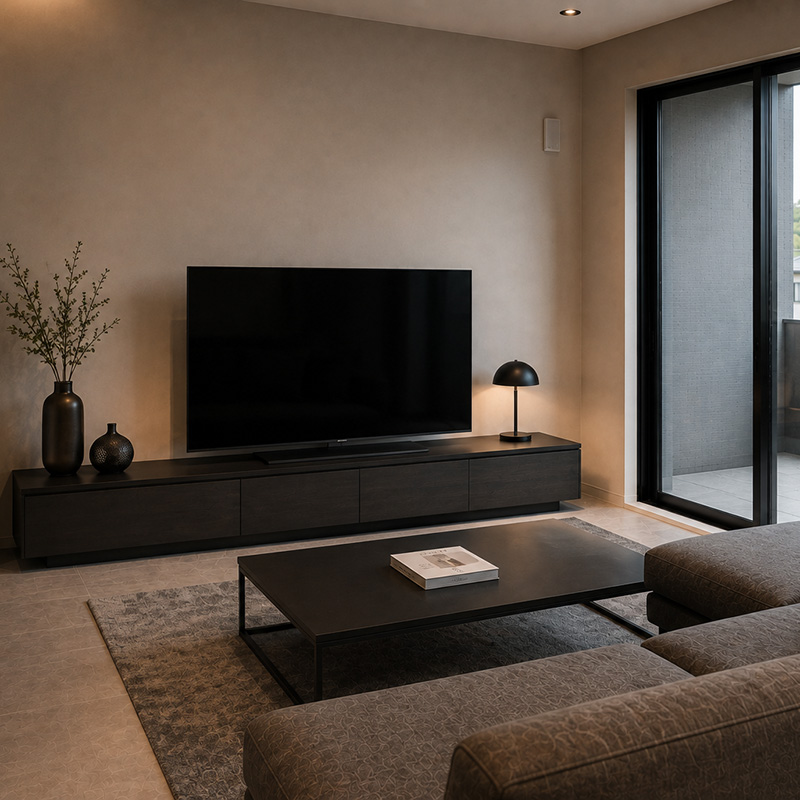 テレビボードに置き型テレビを設置