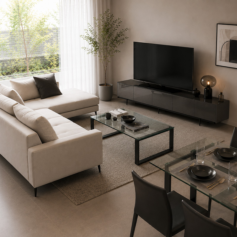 テレビボードのレイアウトはテレビとソファを基準に考える
