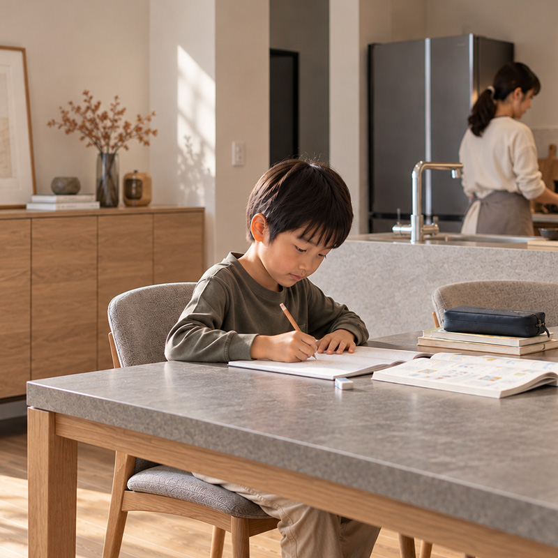 ダイニングで勉強する